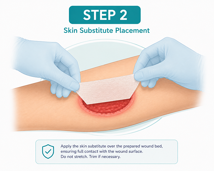 Skin substitute application over wound